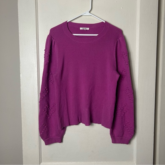 Splendid Cashmere Blend Smitten Heart Knit Bubble knit Pink Pullover L - Picture 4 of 11